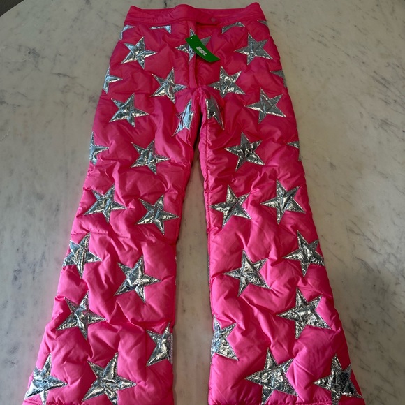 ERL Pink Star Puffer Pants Snowboarding Pants - Picture 2 of 9